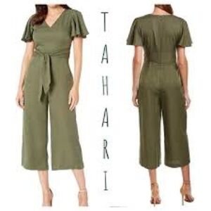 Tahari by ASL flutter sleeve jumpsuit